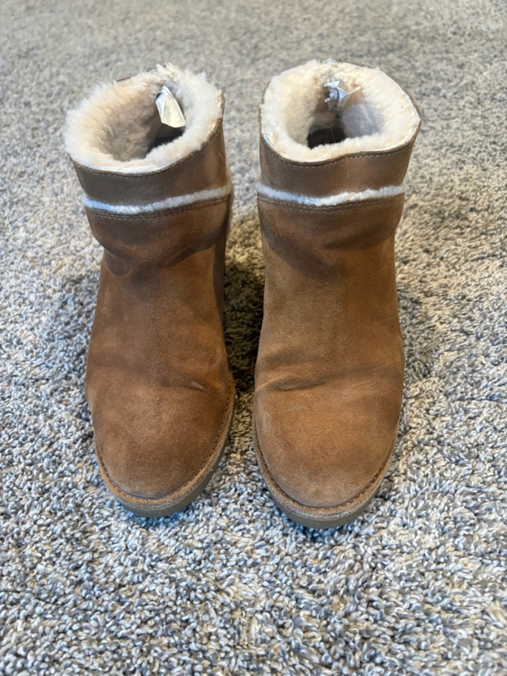 UGG Chestnut Suede Short Shearling Ankle Boots